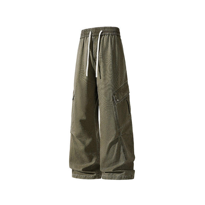 Herren Weite Utility-Cargo-Hose im Baggy‑Cut mit Tunnelzugbund und großen Klappentaschen Drune