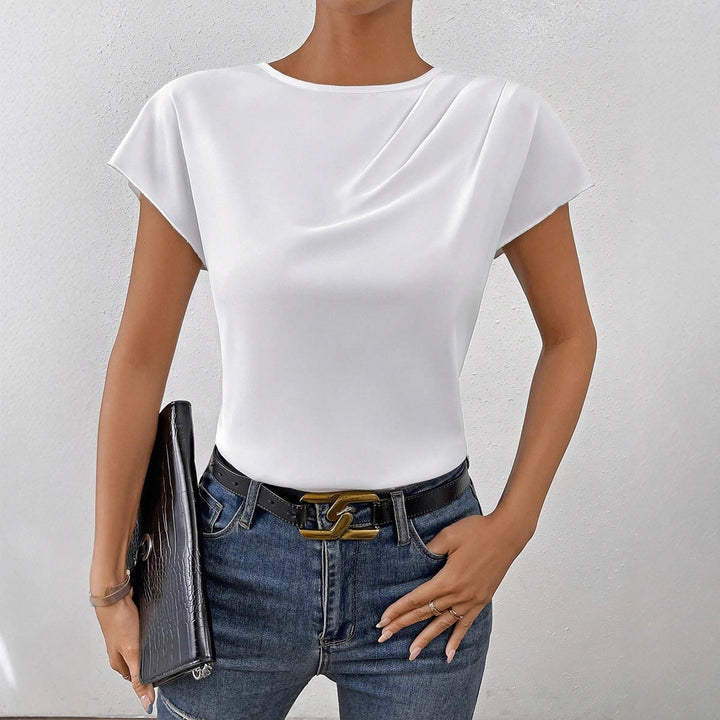 Damen Elegantes Kurzarm-Top mit modernem Schnitt und fließendem Stoff Drune