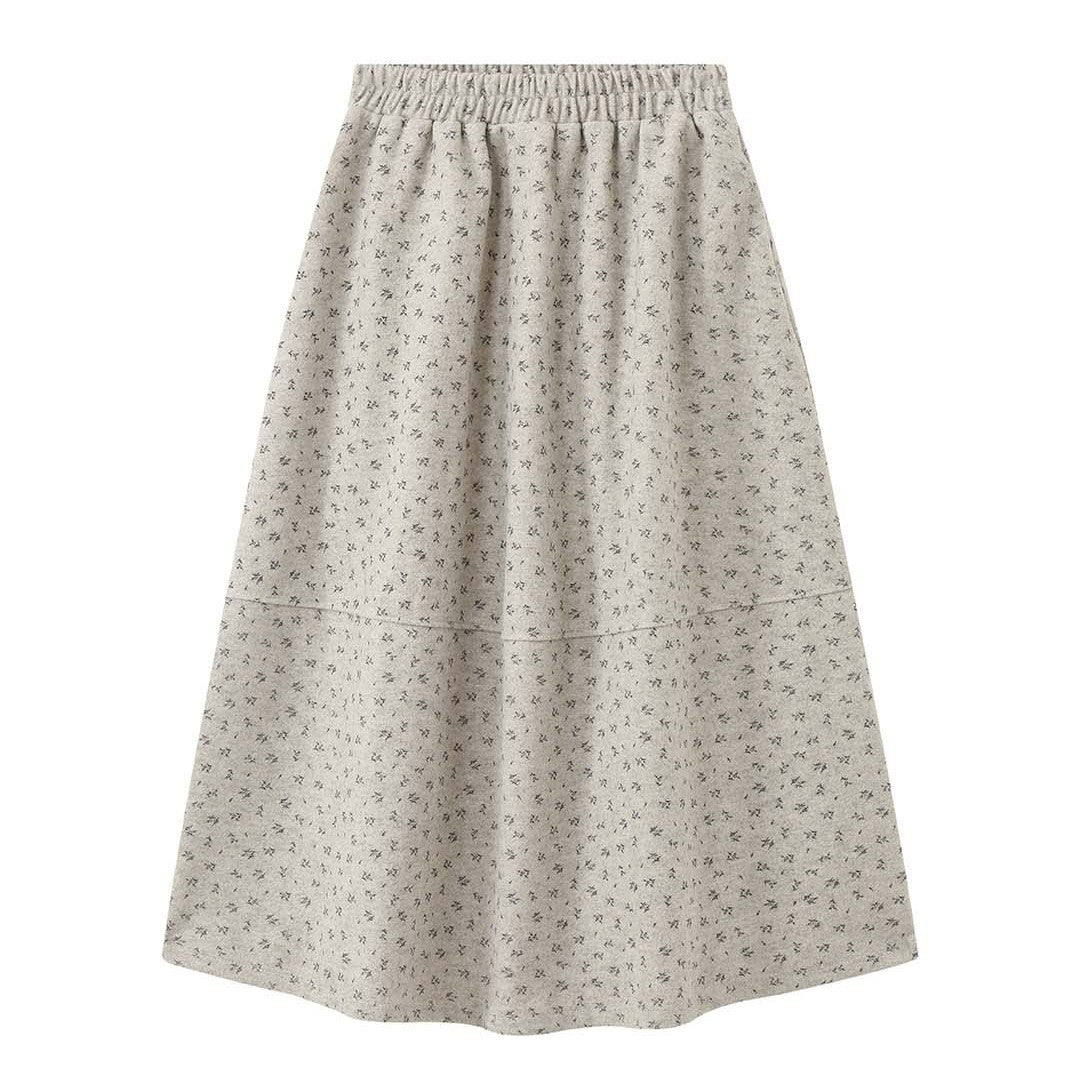 Damen Weit schwingender Midirock aus Wollmix mit feinem Blumenjacquard Drune