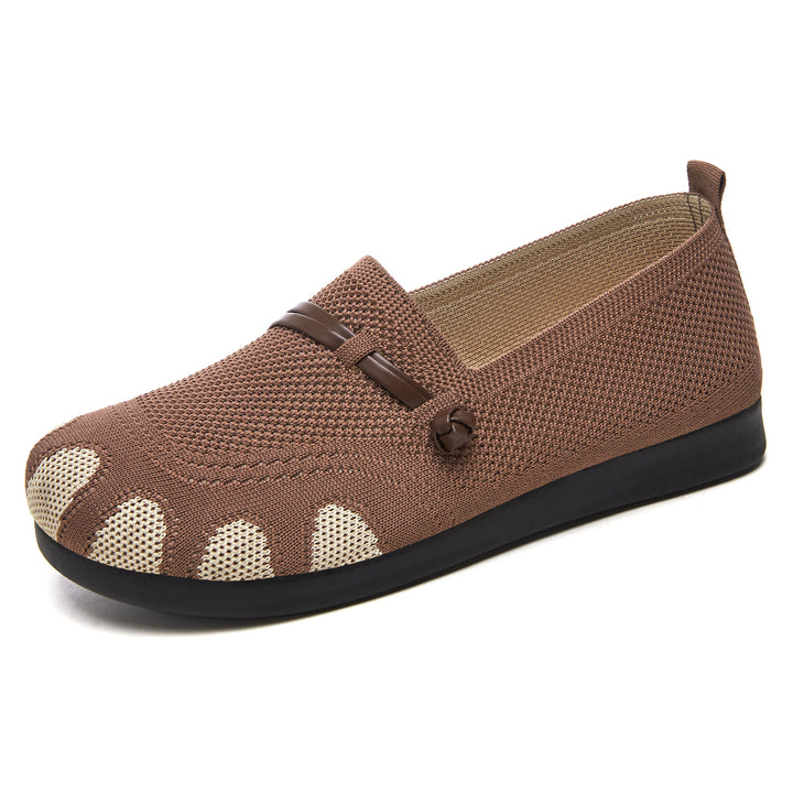 Damen nan gestrickter Komfort-Slipper mit Zehenoptik, elastischem Einstieg und stoßdämpfender EVA-Sohle Drune