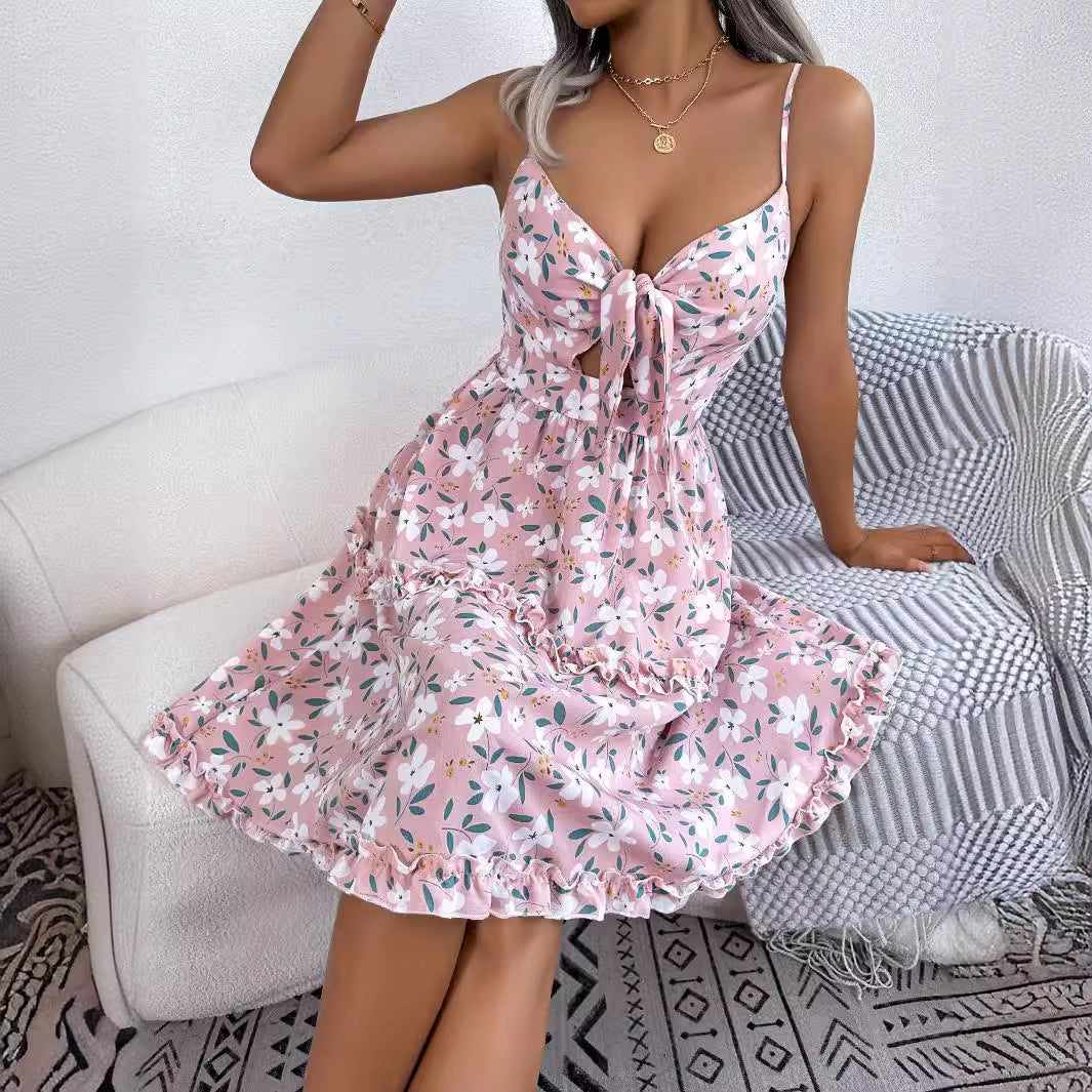 Damen Sommerliches Retro-Kleid mit Cut-Out-Detail und floralem Print Drune