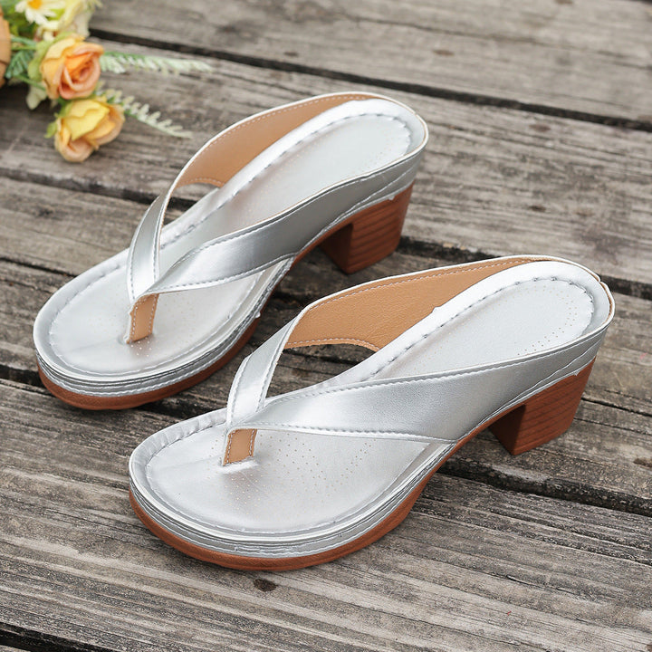 Damen Elegant Schlüpfsandalen mit Absatz Drune