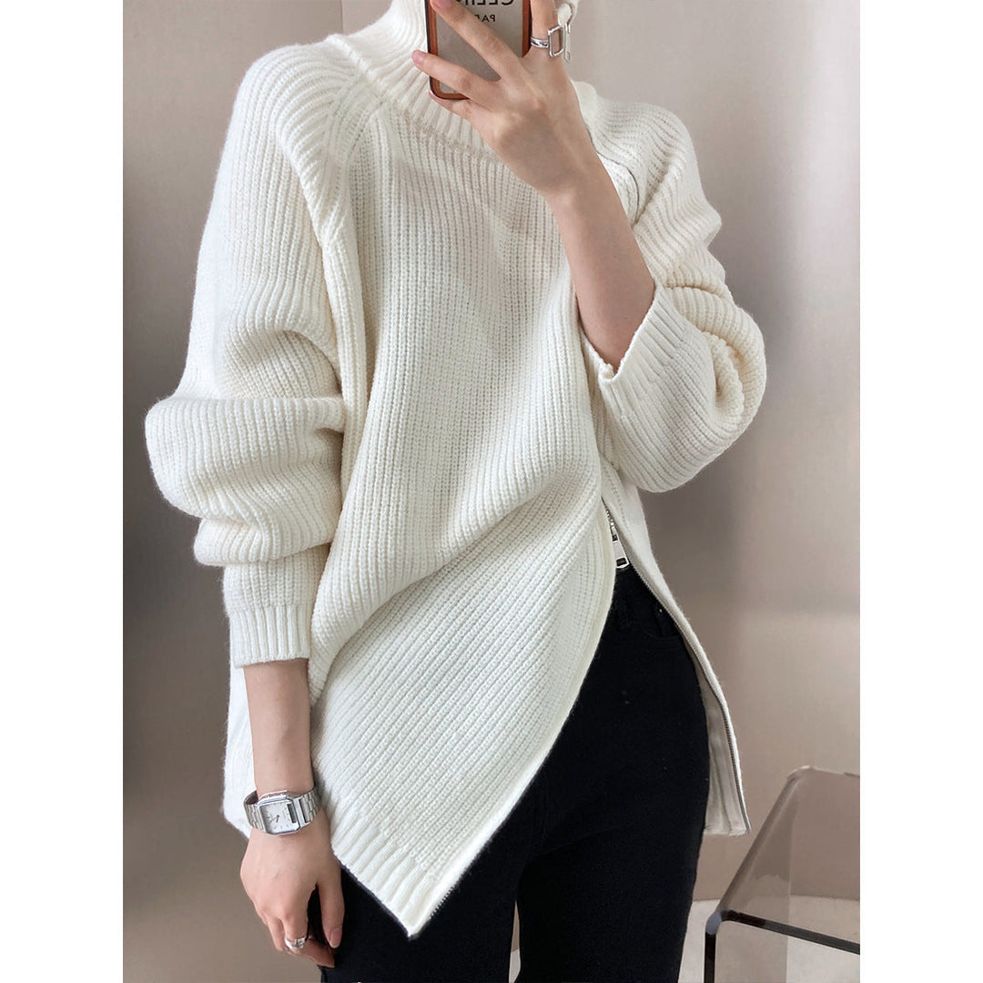 Drune | Übergröße Gestrickter Damenpullover mit Kragen