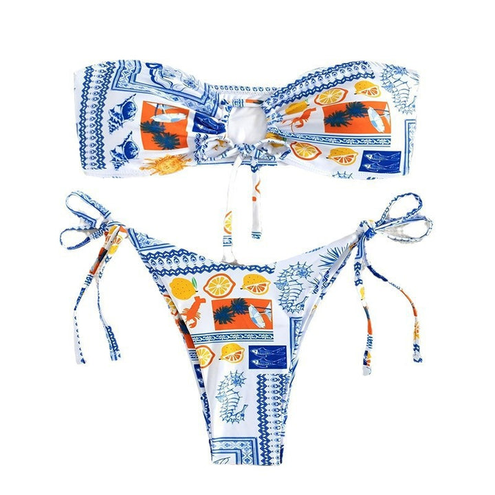Damen Bandeau-Bikini mit verspieltem Muster und anpassbarem Bindesystem Drune