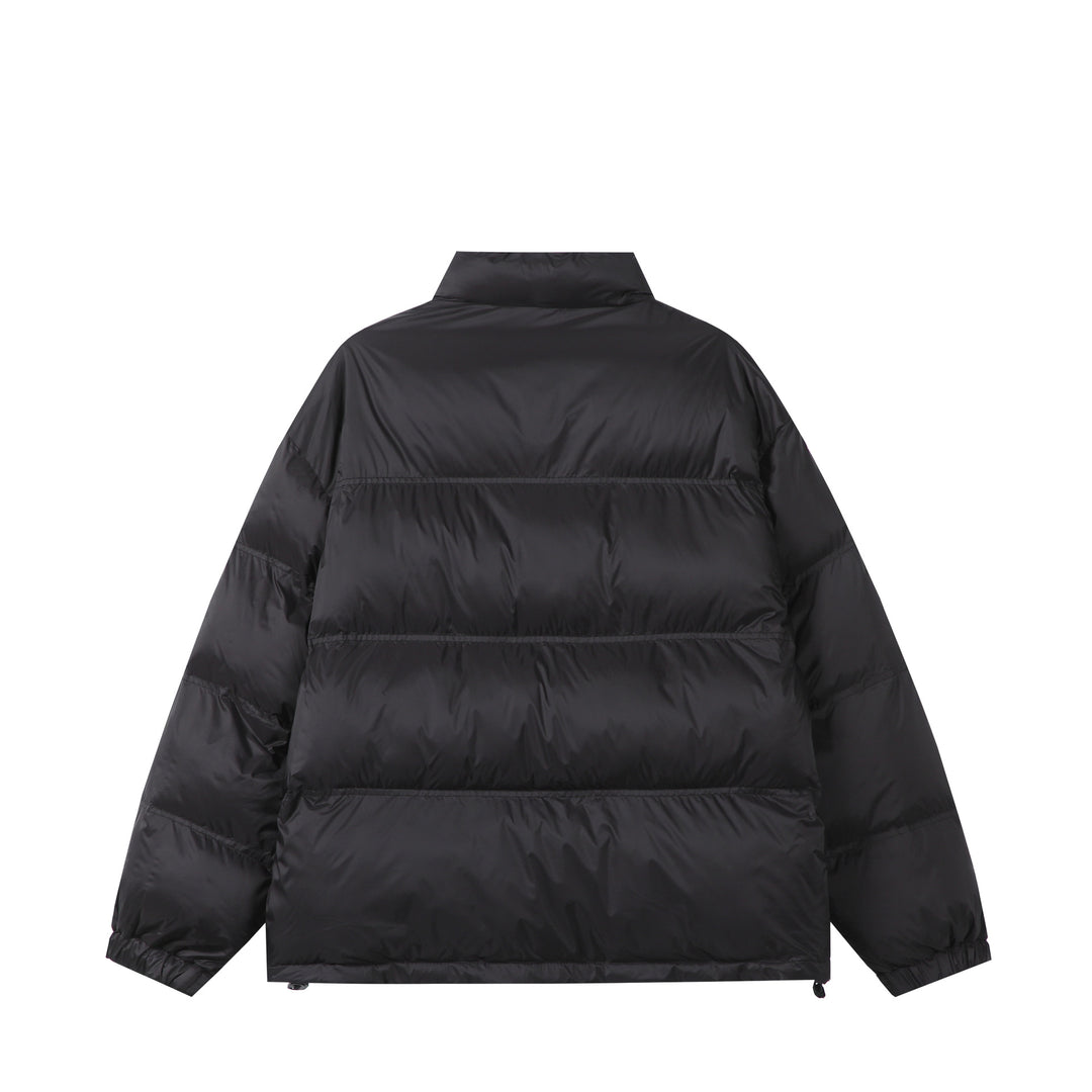 Unisex Kurz geschnittene wattierte Oversize-Jacke mit hohem Stehkragen und Logo-Print Drune