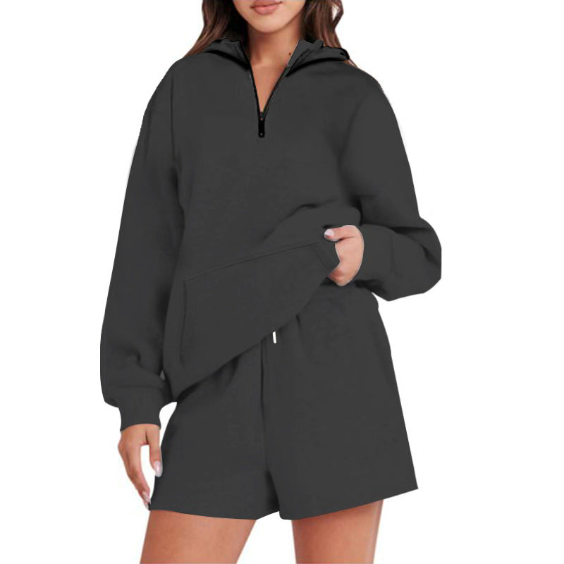 Damen lässiger Hoodie mit kurzem Schnitt und praktischen Taschen Drune