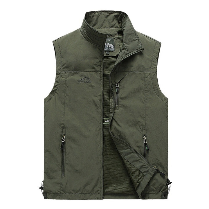Herren Multifunktionale Outdoorweste mit winddichter Hülle, Netzfutter und Reißverschlusstaschen Drune
