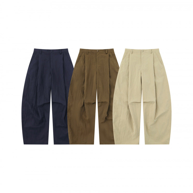 Damen Weite Ballonhose aus Baumwollmischung mit hohem Bund und elastischem Rückengummi Drune