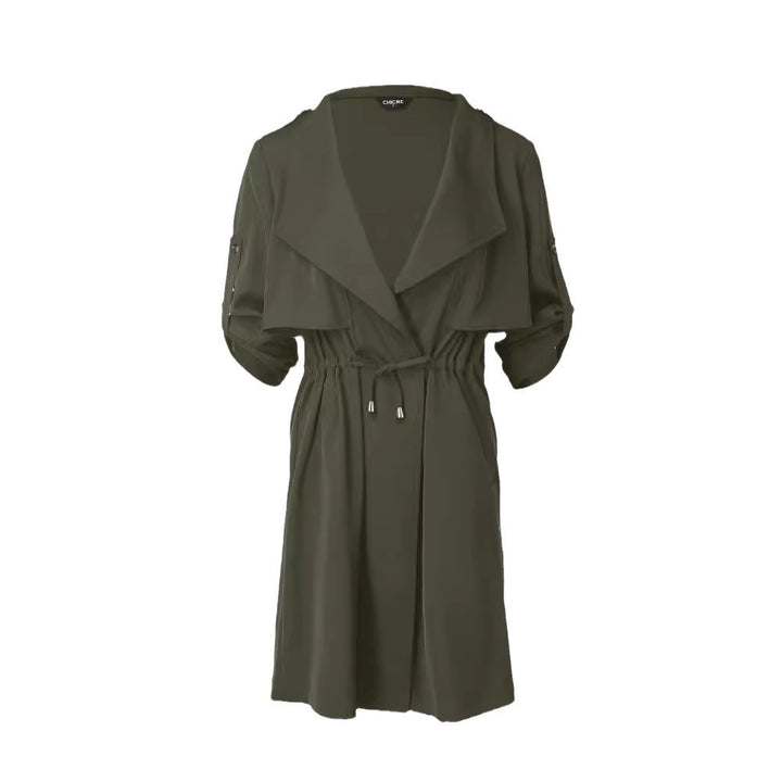 Damen Modische Trenchcoatjacke mit tiefem V-Ausschnitt und praktischen Taschen Drune