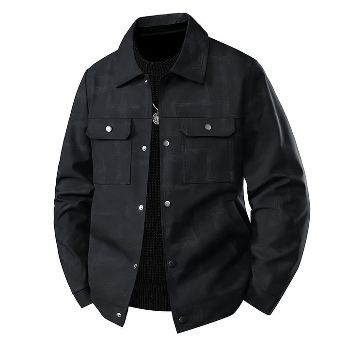 Herren Leichte Overshirt-Jacke mit dezenter Reptilprägung und Druckknopfverschluss Drune