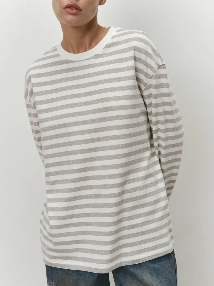Damen Lässiges gestreiftes Langarmshirt Drune
