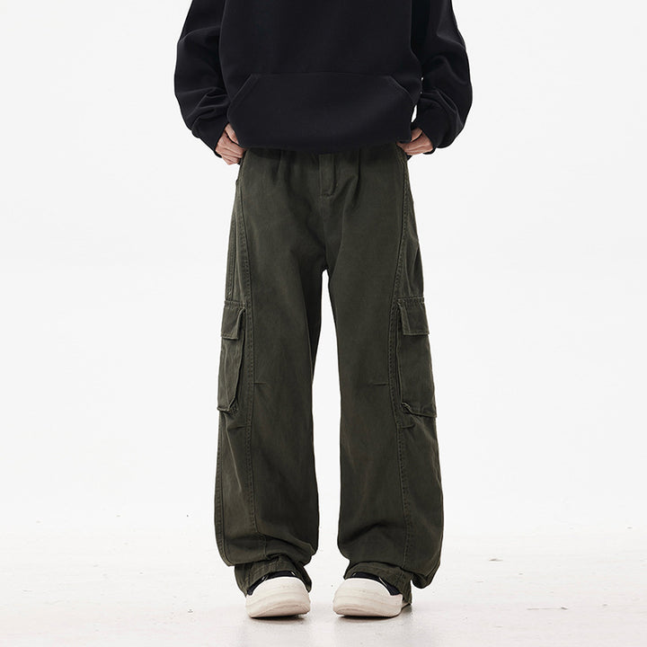 Herren Utility-Cargohose im Oversize-Twill mit tiefem Schritt und aufgesetzten Pattentaschen Drune