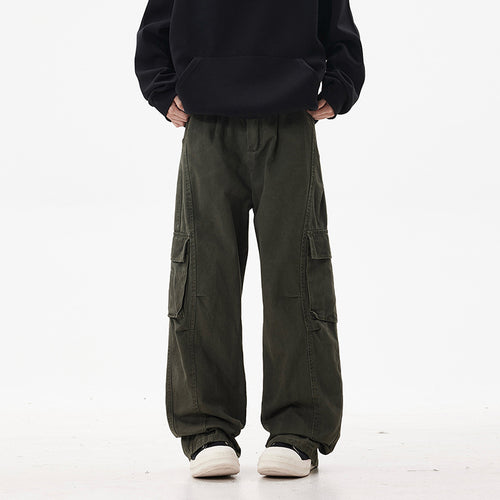 Herren Utility-Cargohose im Oversize-Twill mit tiefem Schritt und aufgesetzten Pattentaschen Drune
