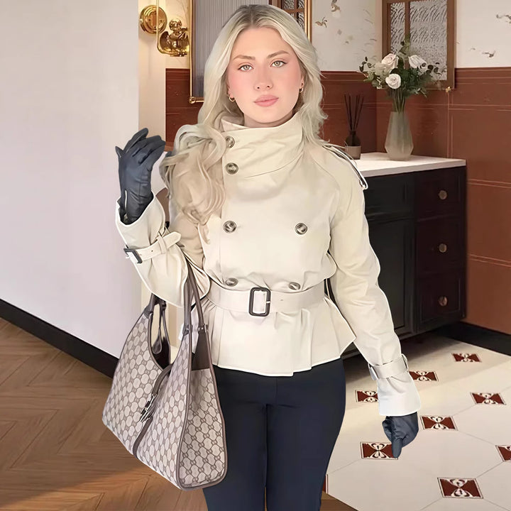 Damen Trenchcoat mit taillierter Silhouette und doppelter Knopfleiste Drune