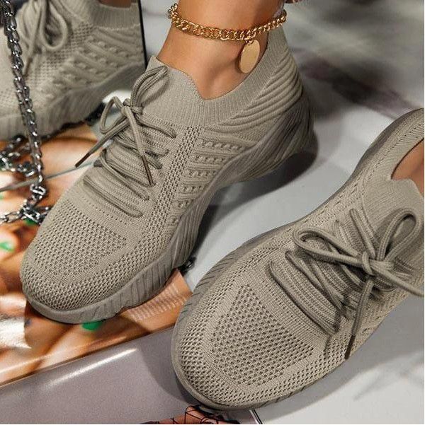 Damen Atmungsaktive Strick-Sneaker mit elastischem Schaft und rutschfester Profilsohle Drune