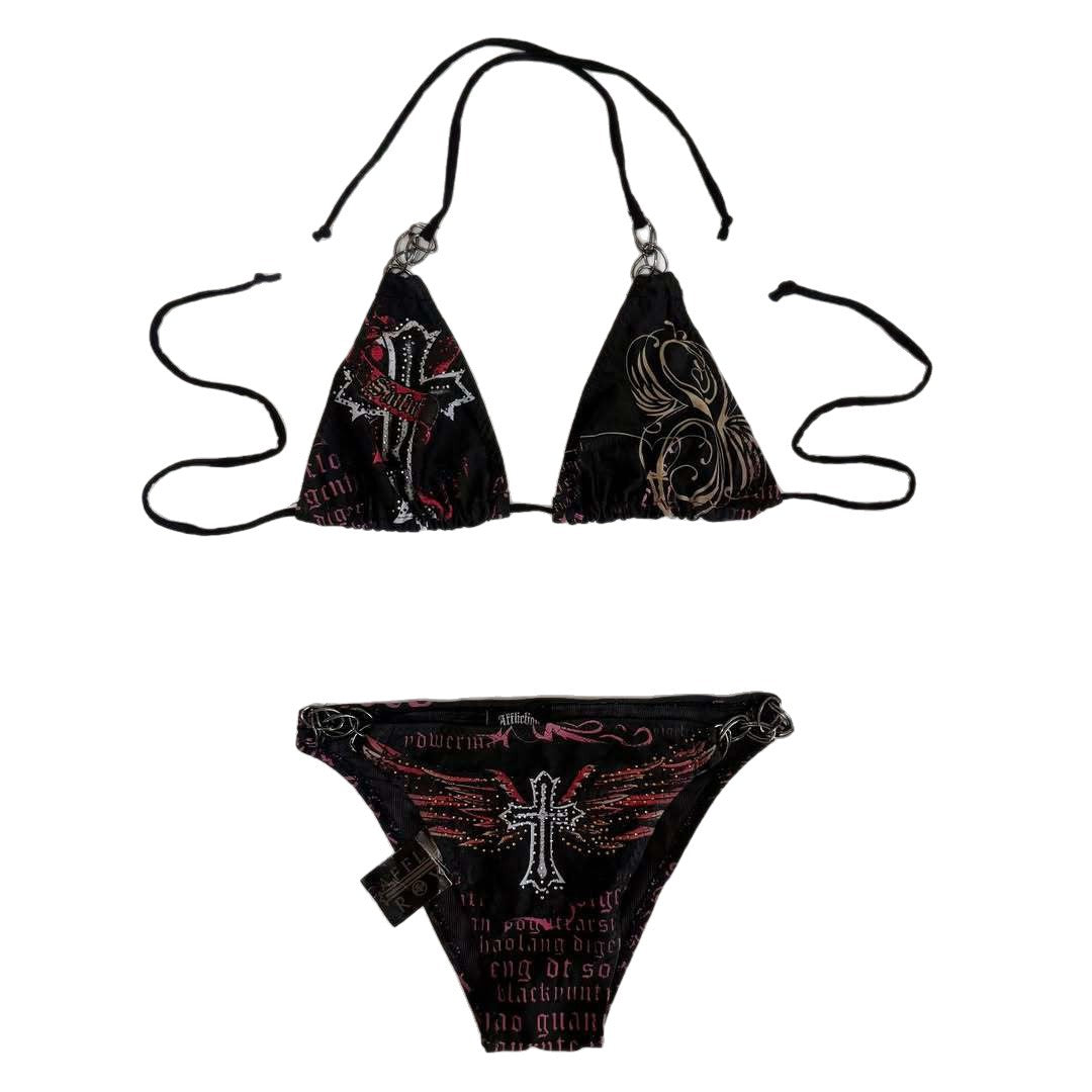 Damen Bikini-Set mit einzigartigem Druck und schimmernden Applikationen Drune