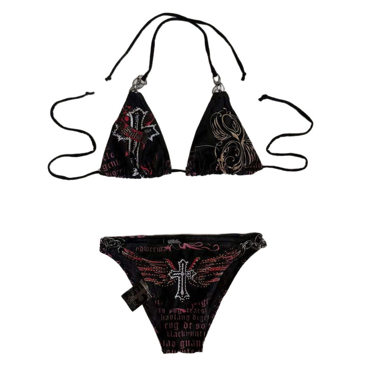 Damen Bikini-Set mit einzigartigem Druck und schimmernden Applikationen Drune