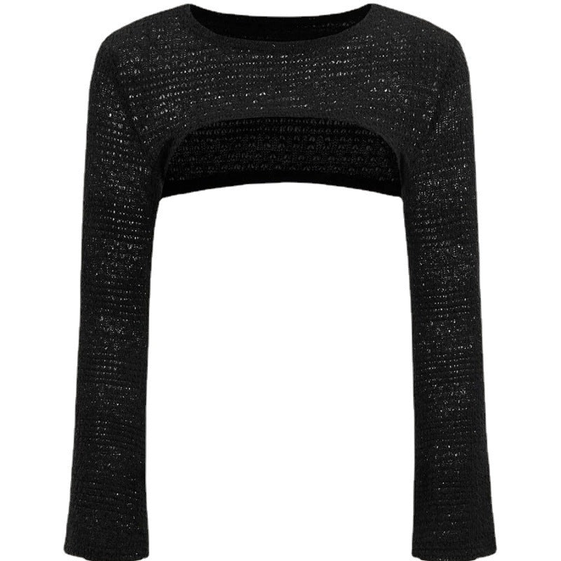 Damen Cropped Stricktop Drune