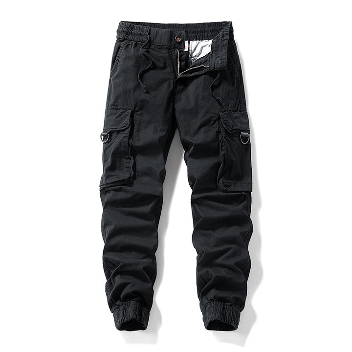Herren Cargo-Jogginghose im Utility-Stil mit Elastikbund, Kordelzug und Multifachtaschen Drune