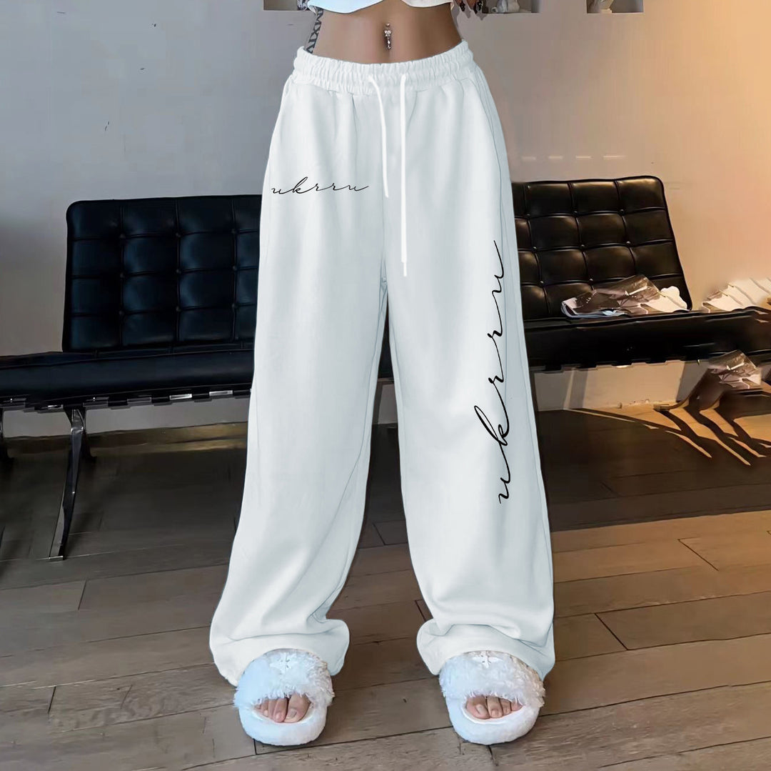 Damen gemütliche Freizeithose mit elastischem Bund und seitlichem Druck Drune