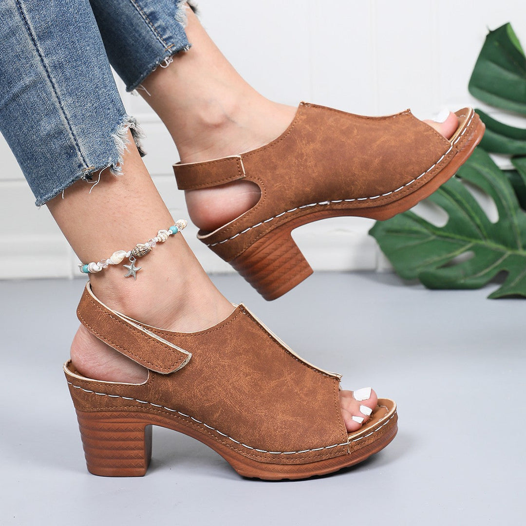Damen Clogs mit elegantem offenes Design und komfortablem Blockabsatz Drune