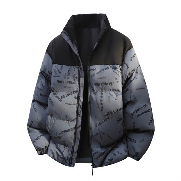 Unisex Oversize-Steppjacke mit Allover-Print, Stehkragen & Kordelzugsaum Drune