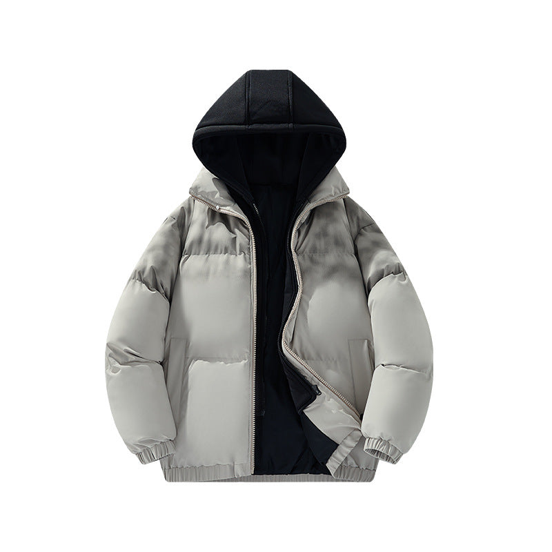 Herren Gefütterte Oversize-Steppjacke mit abnehmbarem Kapuzen‑Einsatz und Farbverlauf Drune
