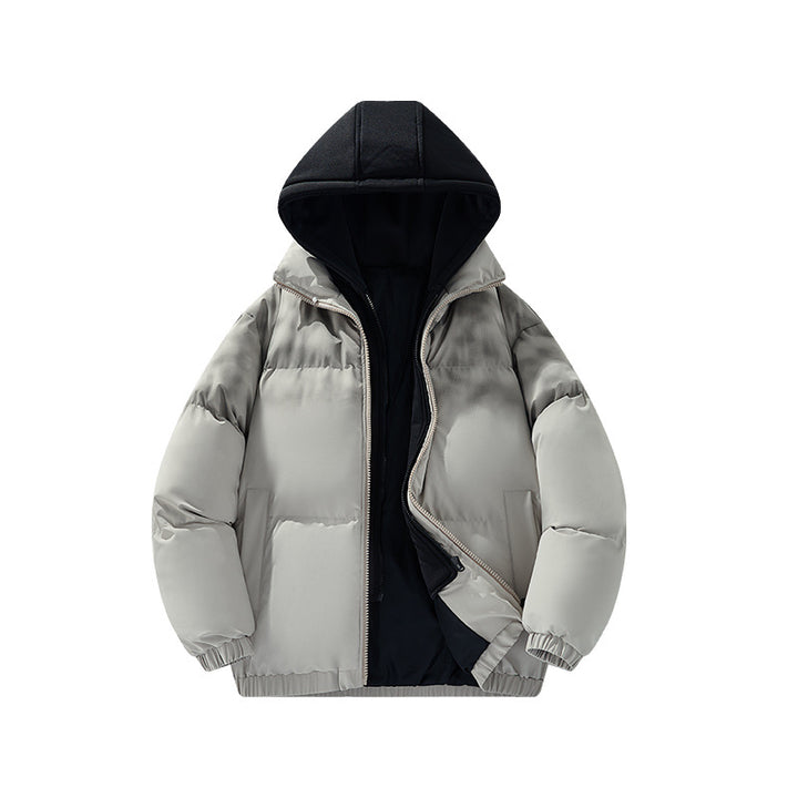 Herren Gefütterte Oversize-Steppjacke mit abnehmbarem Kapuzen‑Einsatz und Farbverlauf Drune