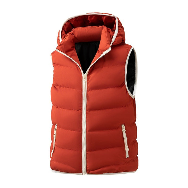 Damen leichte Steppweste mit ergonomischer Kapuze, synthetischer Thermofüllung und kontrastierter Einfassung Drune