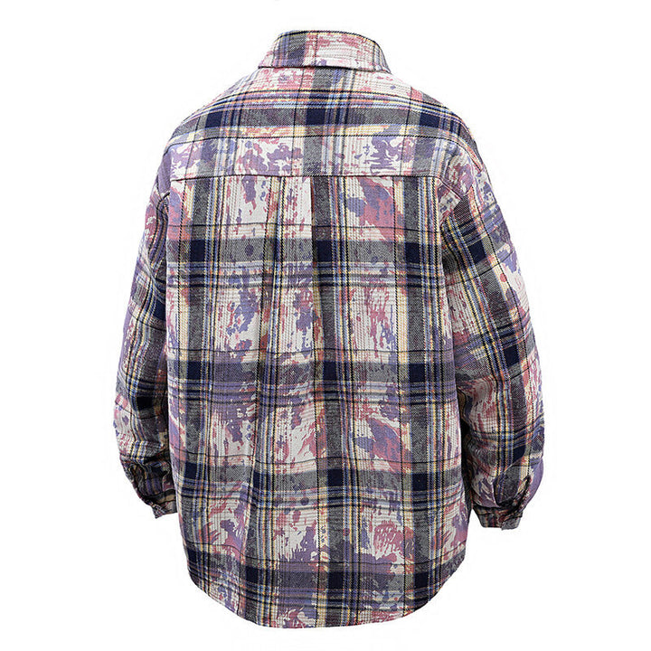 Herren oversized Karobluse mit kreativen Farbakzenten und praktischen Brusttaschen Drune