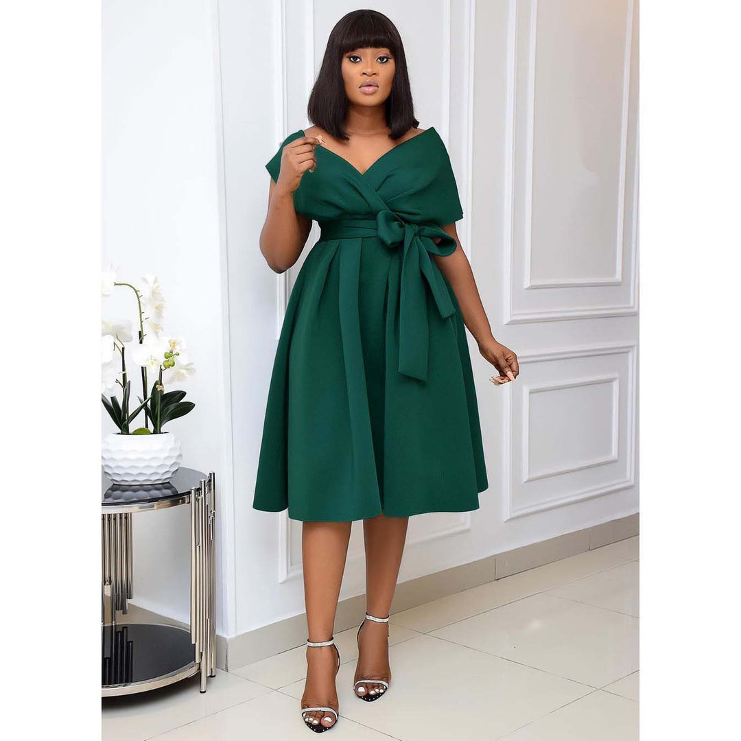 Damen Wickelkleid mit elegantem Taillengürtel und schwingendem Rock Drune