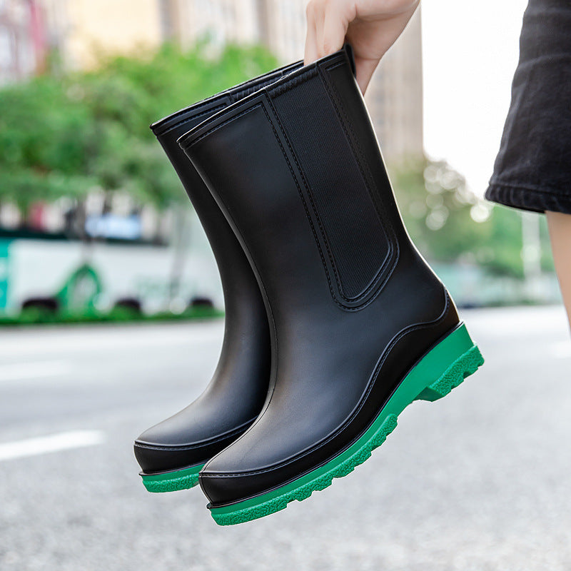 Damen Chelsea Regenstiefel aus Vollgummi mit elastischen Einsätzen und profilierter Luglaufsohle Drune