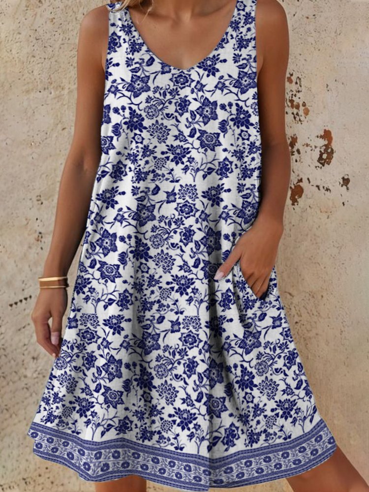 Damen Freizeitkleid mit lässigem Schnitt und floralem Design Drune