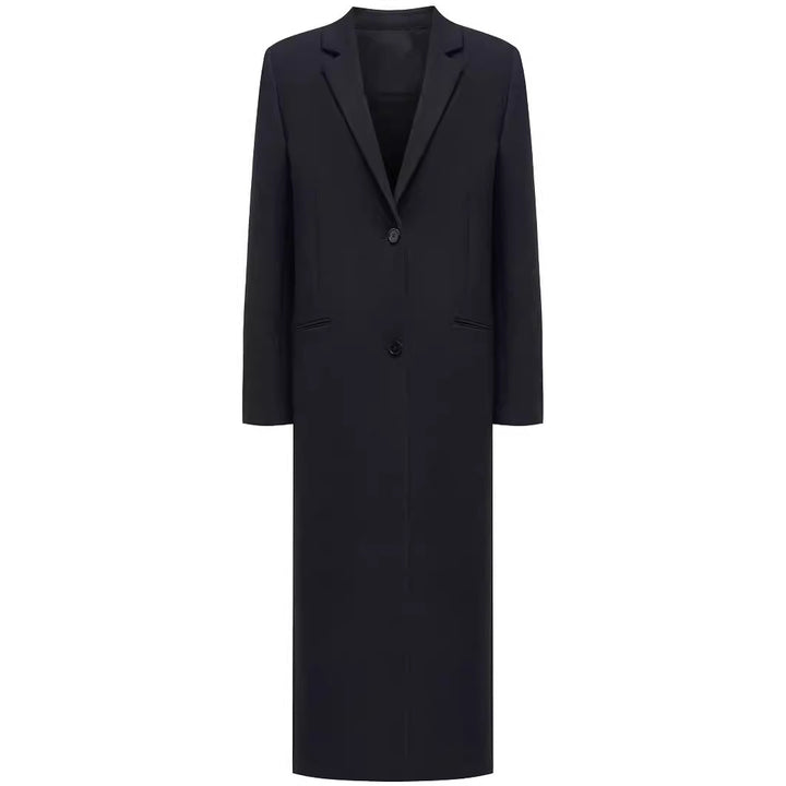 Damen lang geschnittener einreihiger Oversize-Mantel mit schmalem Revers Drune