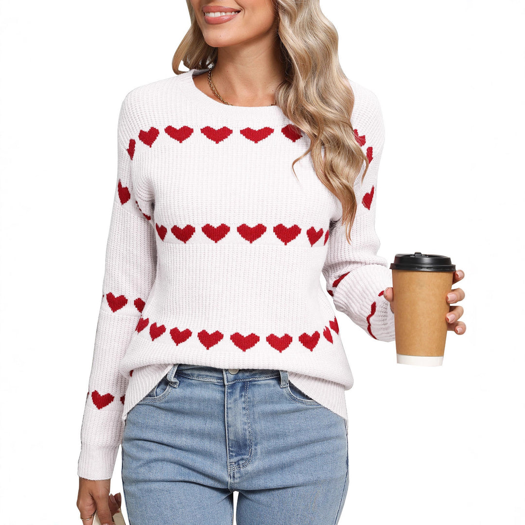 Damen Strickpullover mit Herzmuster Drune