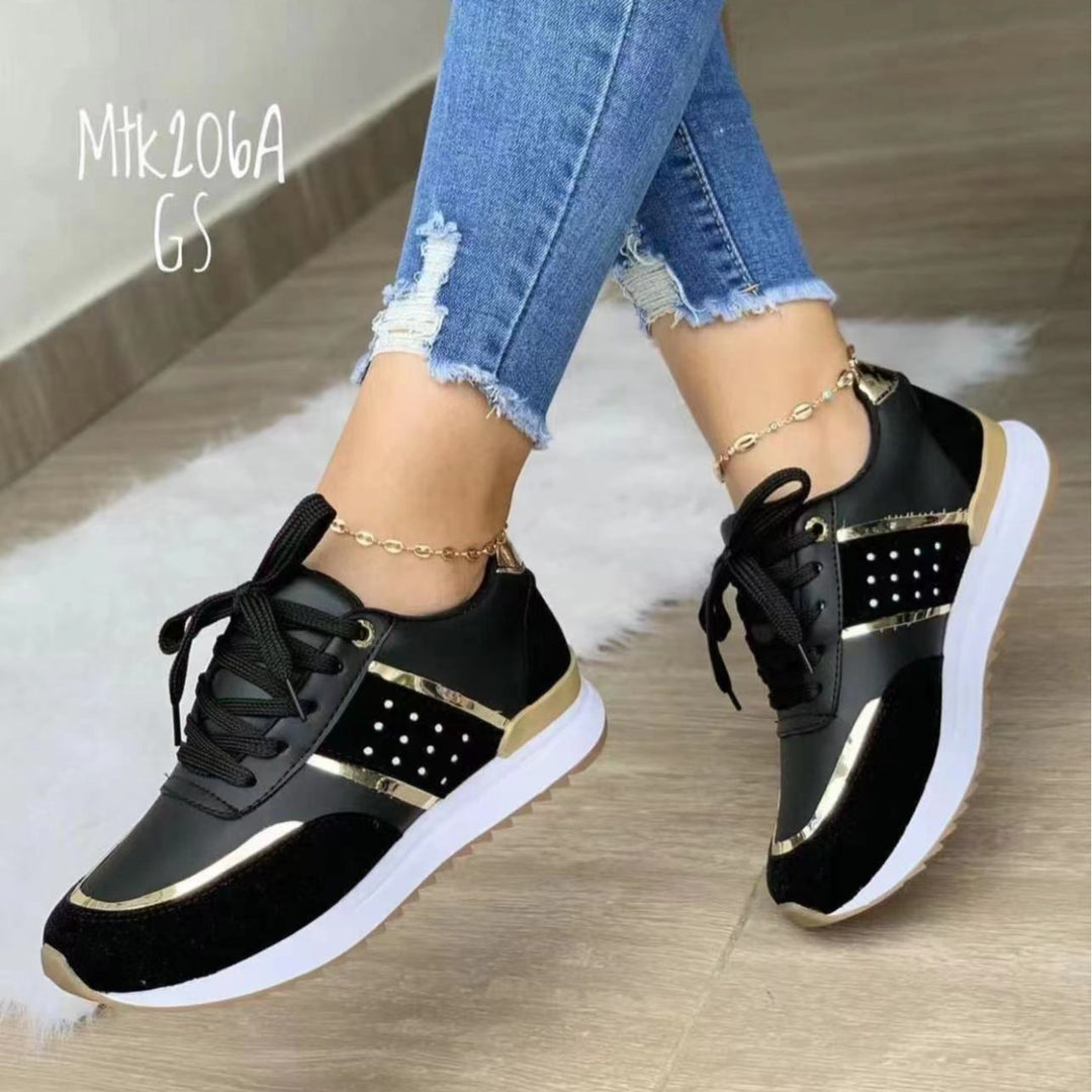 Damen Trendige Plateau-Sneaker mit Metallic-Akzenten und gepolsterter Komfortsohle Drune