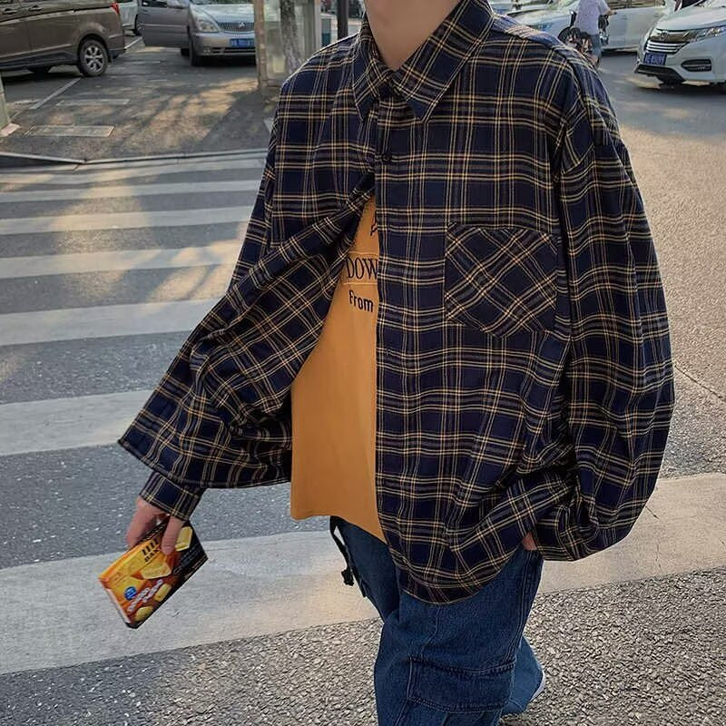 Damen Lässiges Karo-Hemd mit Brusttasche Drune