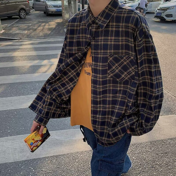 Damen Lässiges Karo-Hemd mit Brusttasche Drune