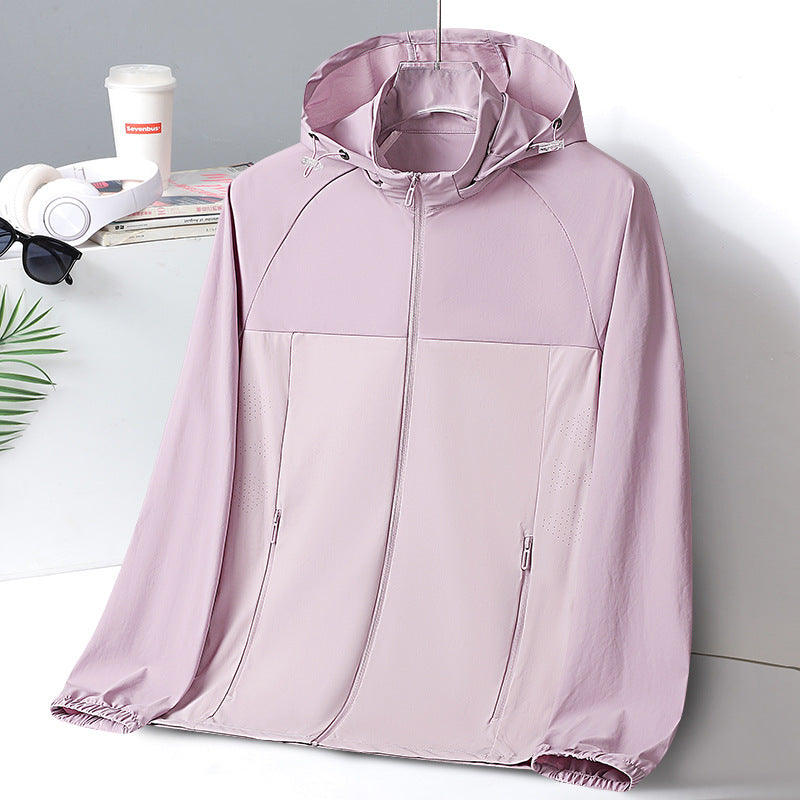 Damen Ultraleichte UV‑Schutz Windjacke mit Kapuze und Belüftungsperforation Drune