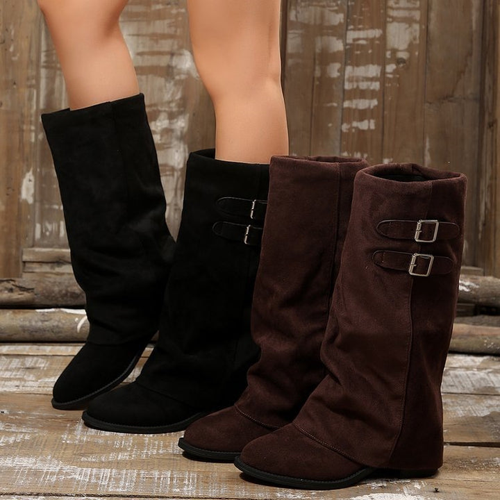 Damen Hochwertige Wedge-Stiefel Drune