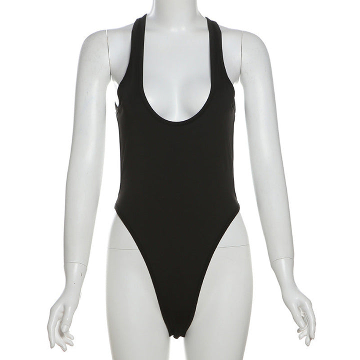 Damen Eleganter Hochschnitt Badeanzug Drune