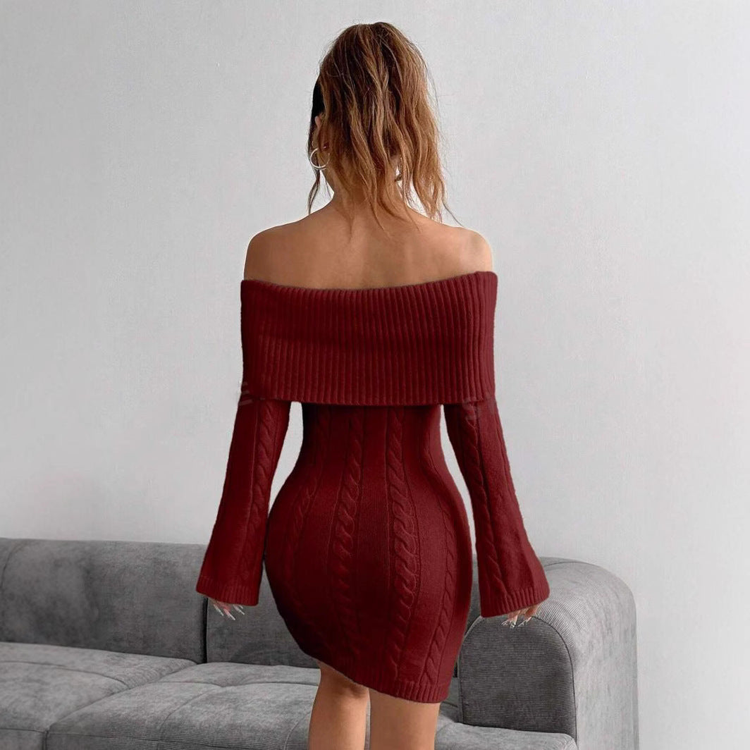 Damen Strickkleid mit Off-Shoulder Design Drune