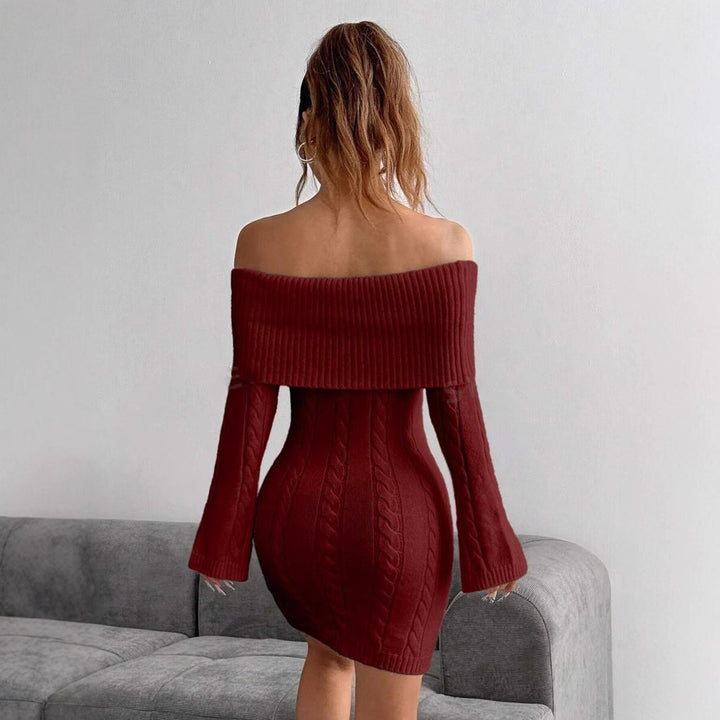 Damen Strickkleid mit Off-Shoulder Design Drune