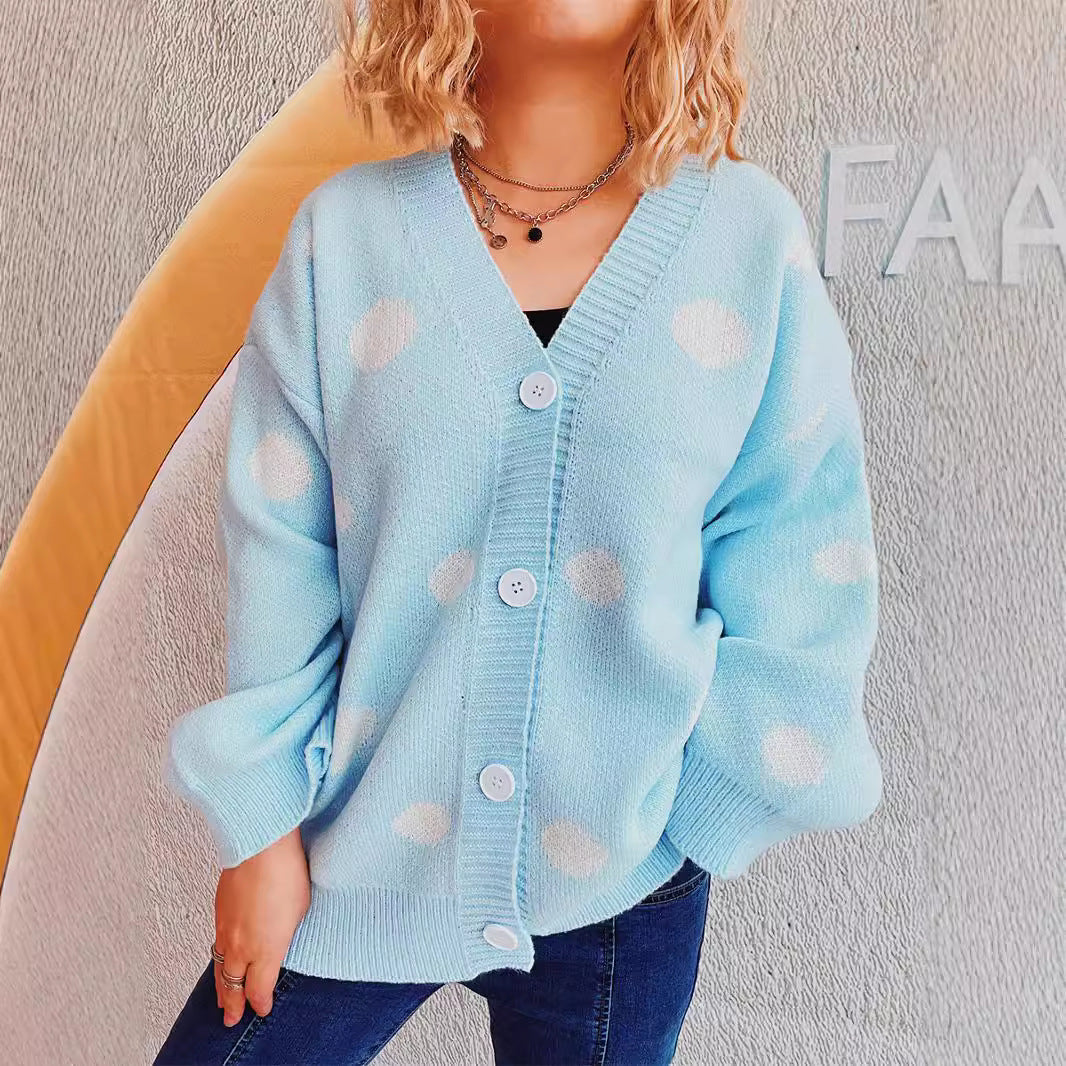 Damen modischer Strickcardigan mit einzigartigem Punktedesign und bequemen Schnitt Drune