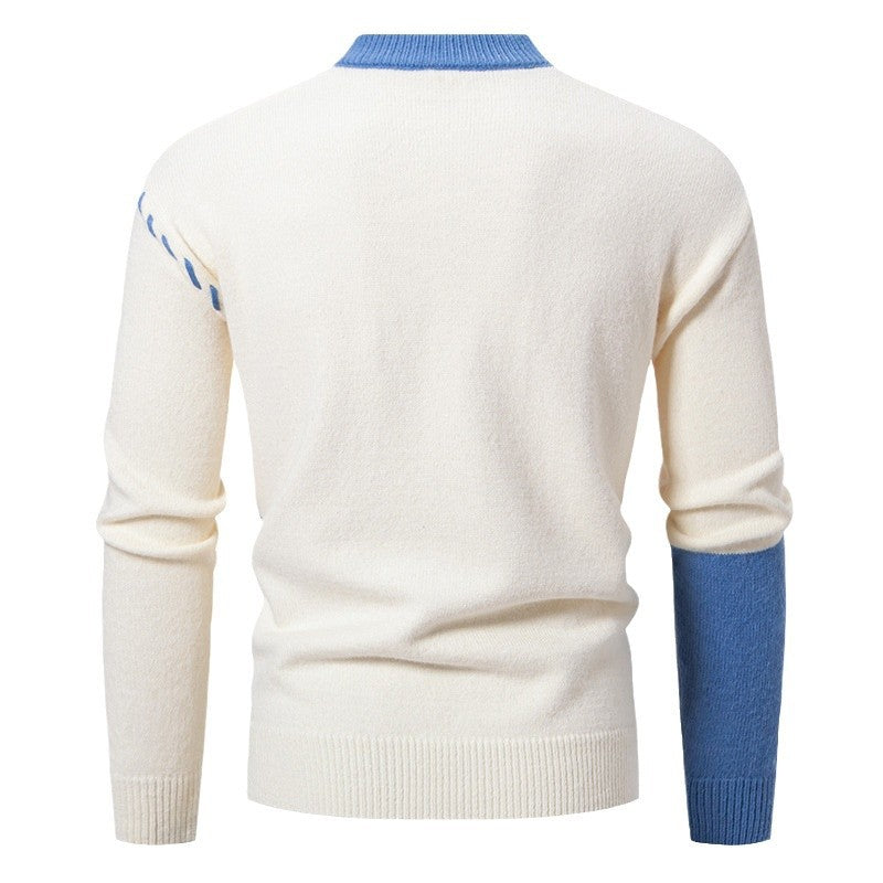 Herren modischer Strickpullover mit kreativen Zopf- und Farbblockdesign Drune