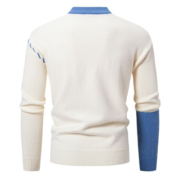 Herren modischer Strickpullover mit kreativen Zopf- und Farbblockdesign Drune