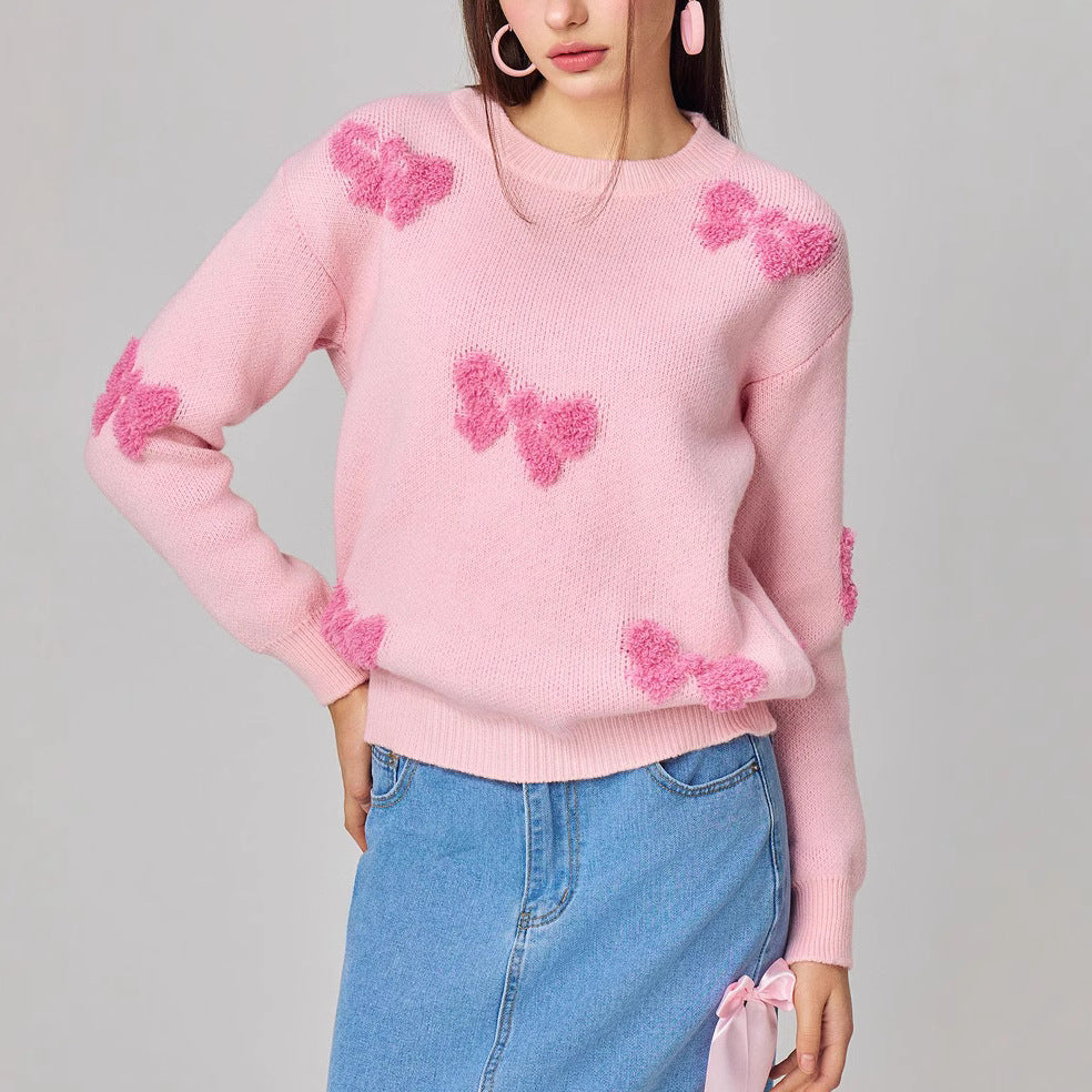 Damen gemütlicher Pullover mit modernem Herzdesign und weichem Strick Drune
