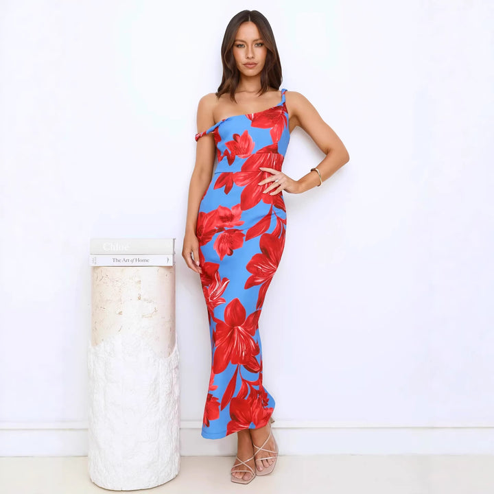 Damen Maxikleid mit einzigartigem floralem Design und verstellbaren Trägern Drune