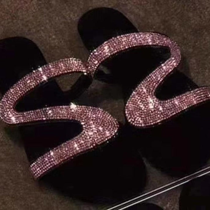 Damen Glamouröse Zehentrenner-Sandalen mit funkelnden Strass-Akzenten Drune