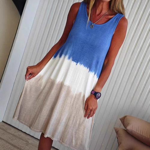 Damen nan ärmelloses Swingkleid aus softem Jersey mit fließendem Farbübergang und ausgestellter Silhouette Drune